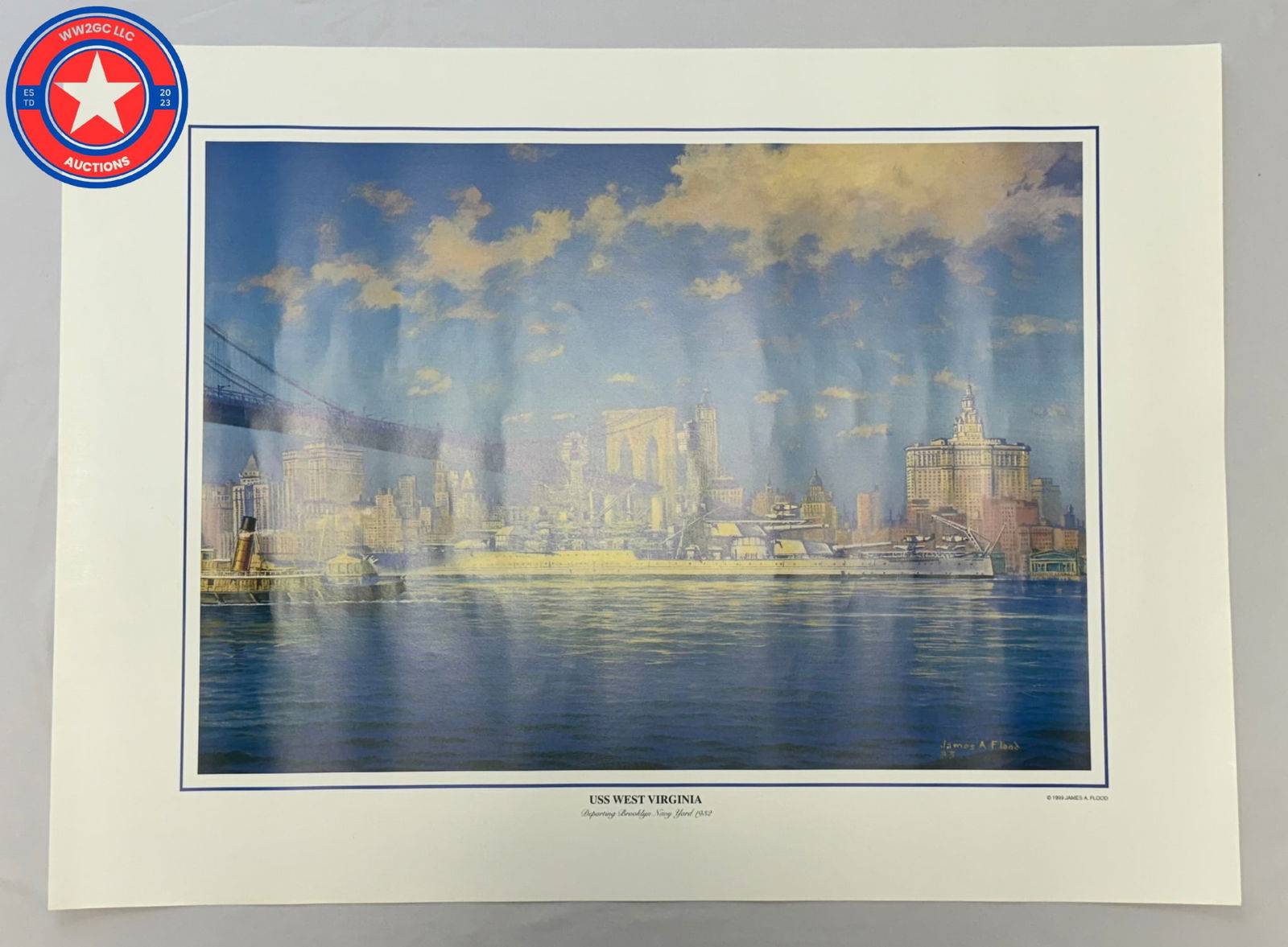 Print Of Battleship USS West Virginia, Print Painting of James A. Flood (1 of 4)