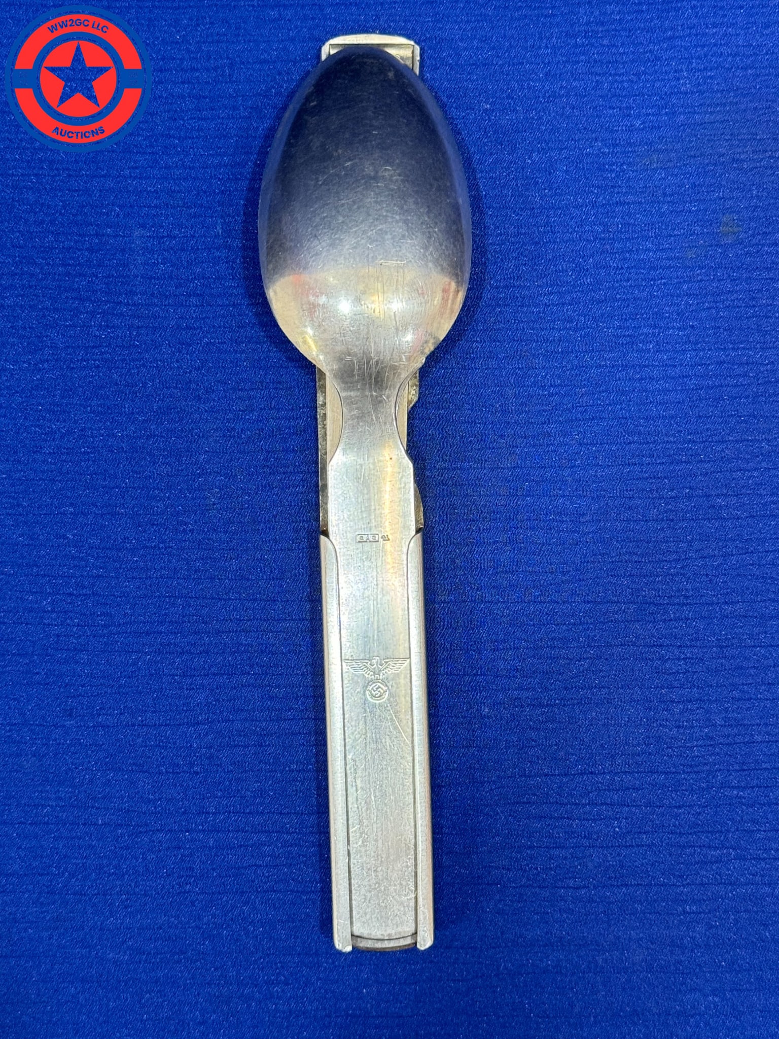 Original WW2 German Stainless Steel Fork, Knife, Spoon & Holder Combination: Original WW2 German Stainless Steel Fork, Knife, Spoon & Holder Combination