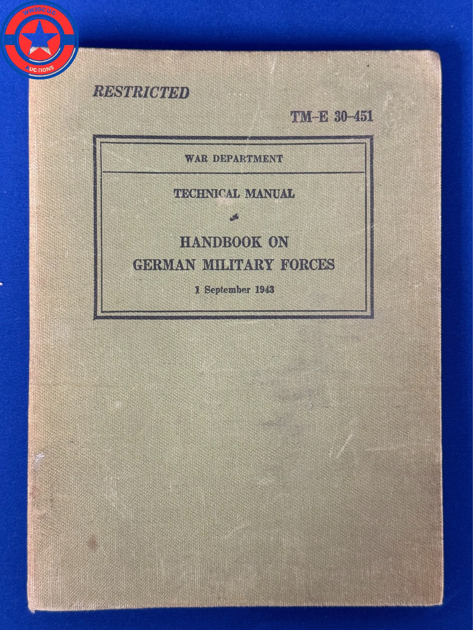 World War II U.S. War Dept. Handbook on German Military Forces 1943 (1 of 3)