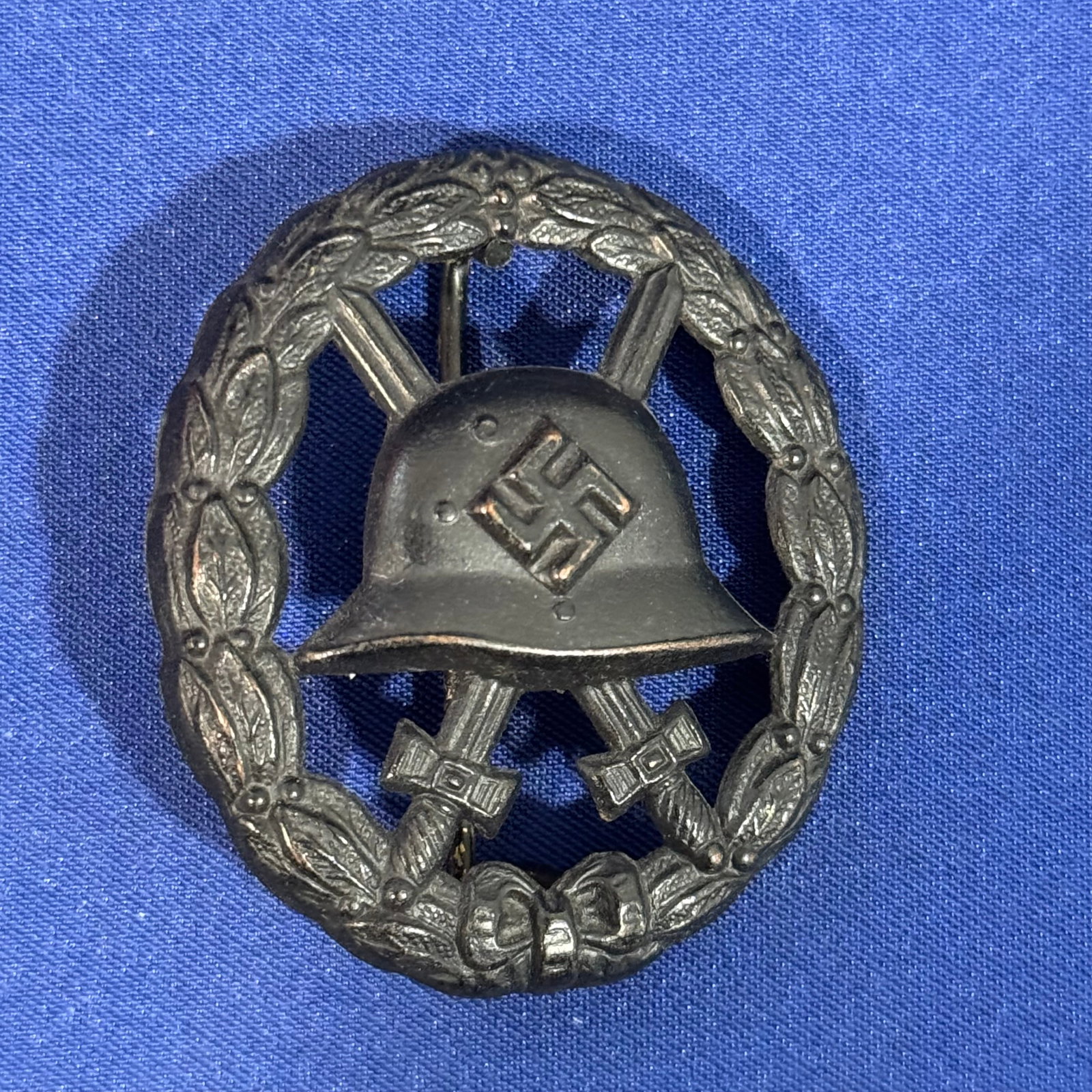 WW2 Spanish Issued Black Wound Badge with cutout: WW2 Spanish Issued Black Wound Badge with cutout