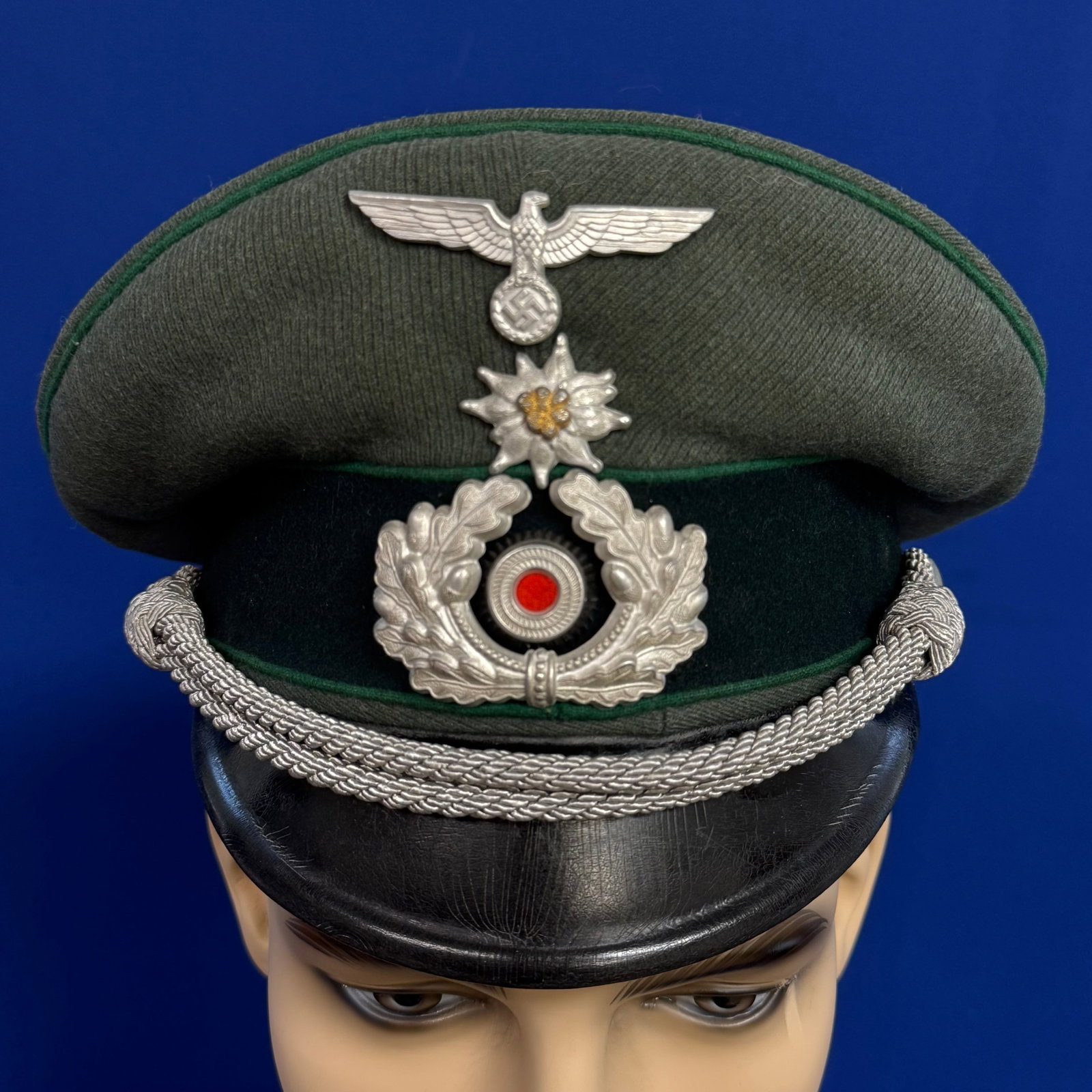 WW2 German Gebergsjeager Officers Visor Hat - Mountain Division: WW2 German Gebergsjeager Officers Visor Hat - Mountain Division