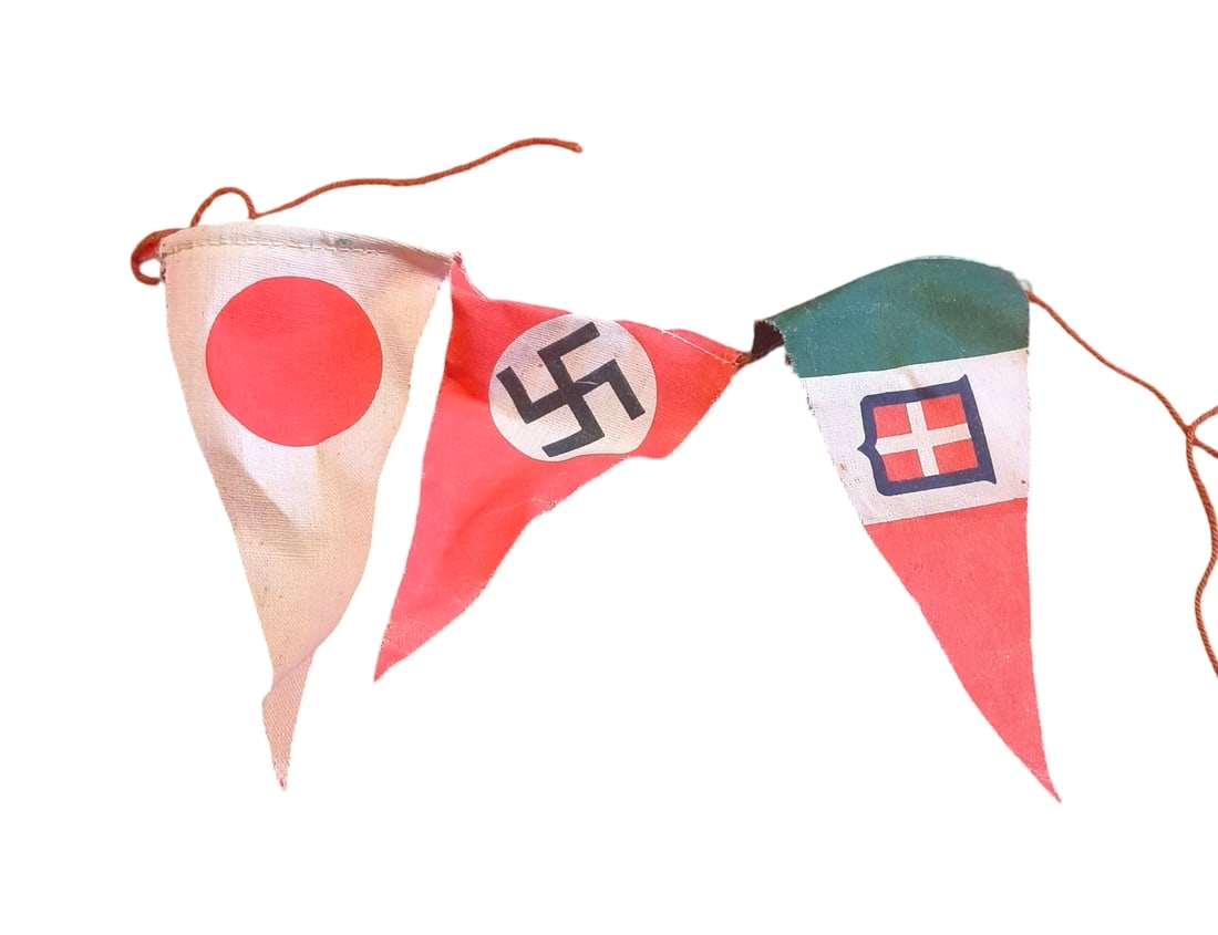 WW2 German Third Reich Axis Allies 3 Piece Pennant Set: Italian made when Hitler visited