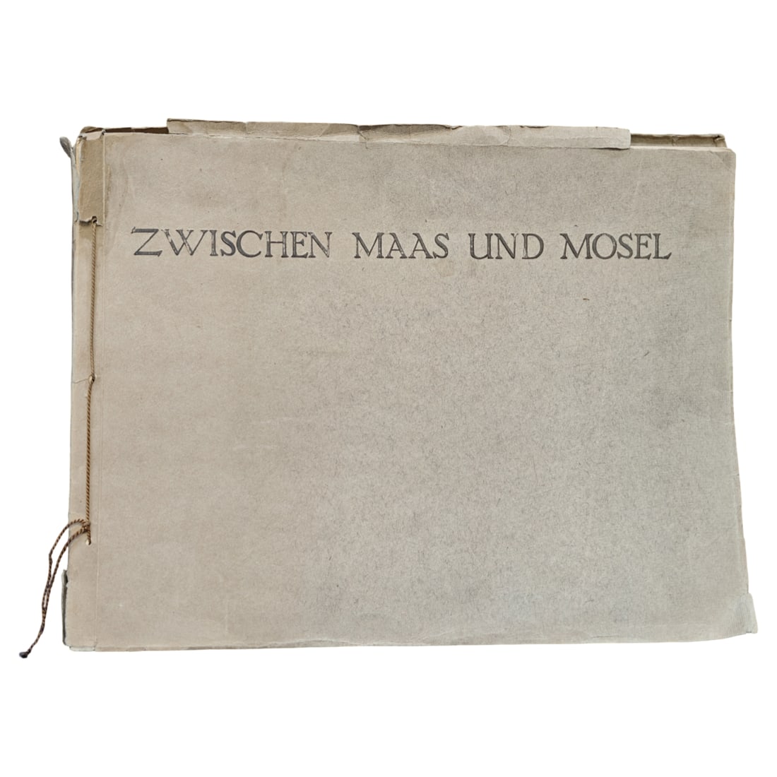 WWI Imperial German Photograph Album - Armee-Abteilung von Strantz - Zwischen Maas und Mosel: Cardstock cover, printed paper pages, cotton/hemp binding cord.The title "Zwischen Maas und Mosel" translates to "Between Meuse and Moselle," representing a prominent and heavily contested sector of