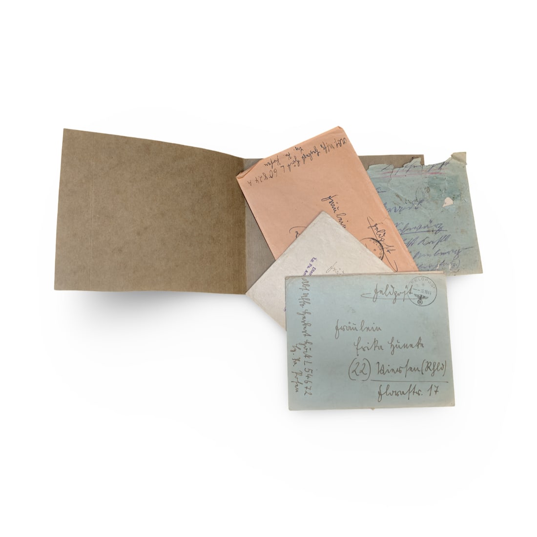 WW2 German Third Reich German Field Mail Correspondence Lot - Feldpost: Standard-issue German military stationery and private purchase field mail paper; produced by various regional German paper mills during the Third Reich era.