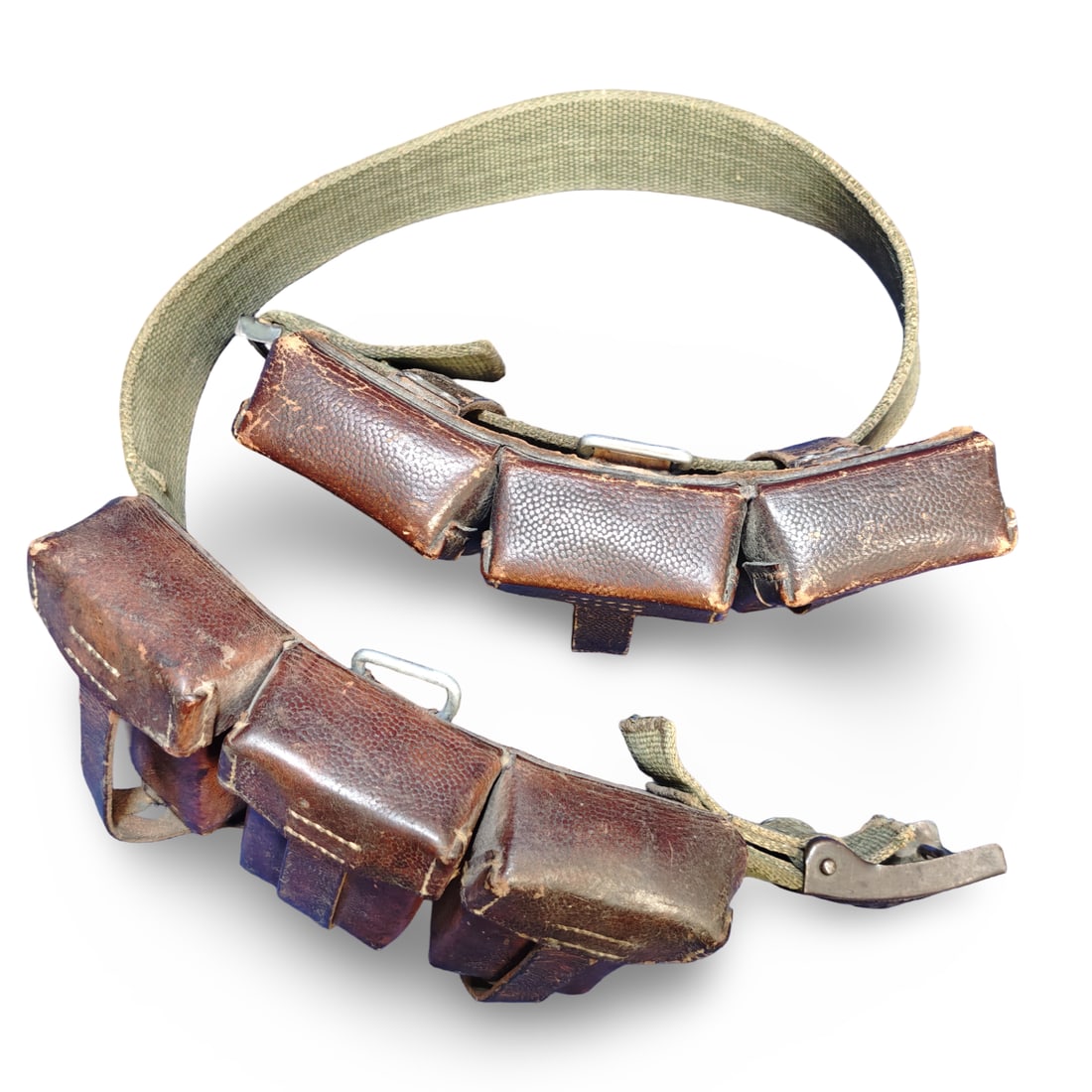 WW2 German Third Reich DAK Tropical Web Combat Belt Rig - K98 Pouches & Heer Buckle (1 of 8)