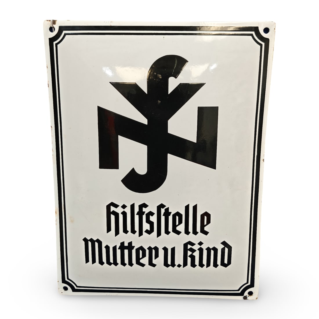 WW2 German Third Reich German NSV Hilfsstelle Mutter u. Kind Enamel Wall Sign - 2