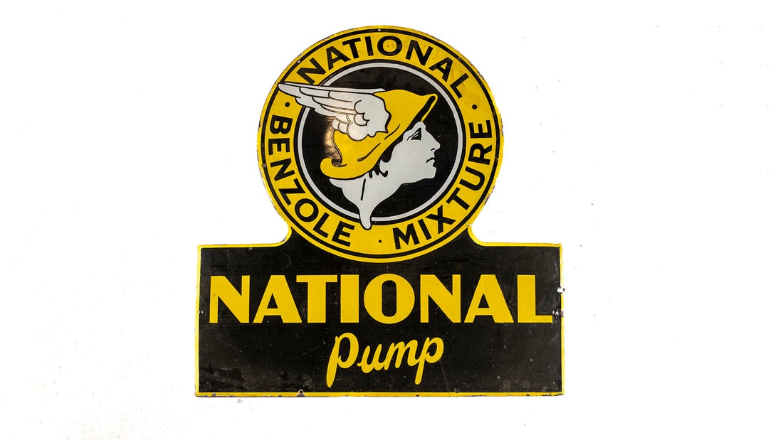 National Benzole Mixture National Pump Enamel Sign (1 of 2)