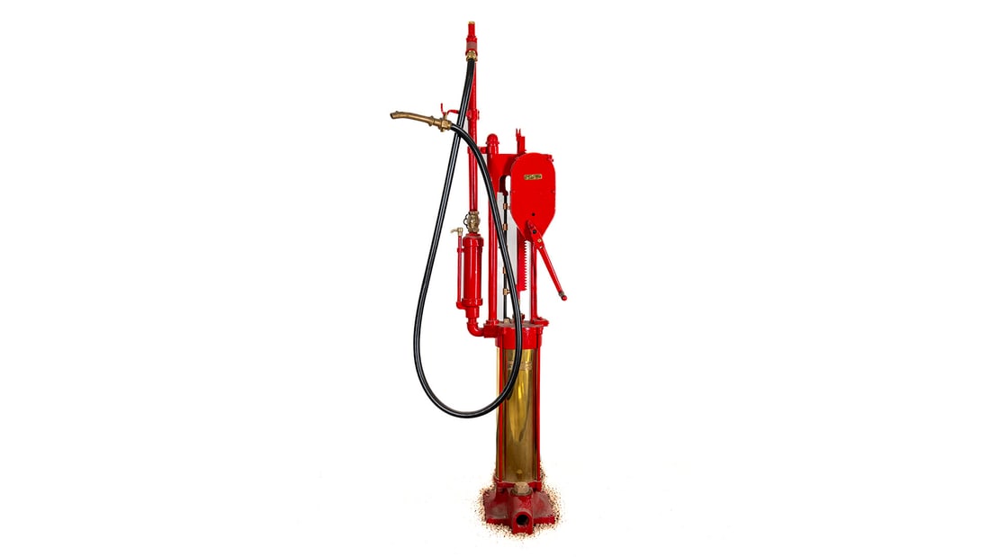 Bowser Hand Crank Gas/Petrol Pump: A Hand-crank petrol pump by Bowser. Restored. 245x60x30cm