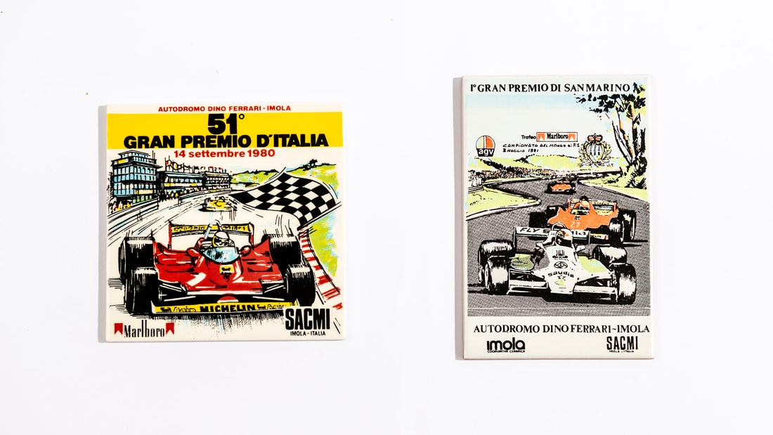 2 x Porcelain Imola Grand Prix Tiles (1 of 2)