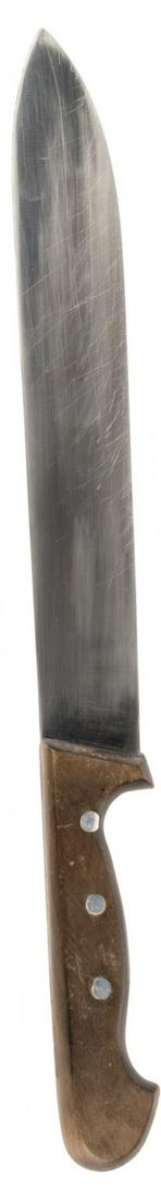 Shelley Duvall 'Wendy Torrance' knife from The Shining.: Shelley Duvall "Wendy Torrance" knife from The Shining. (Warner Bros., 1980) Vintage original Gustav Emil Ern brand butcher's knife with long stainless steel blade and wooden handle with steel rivets.