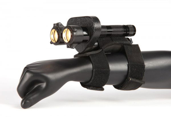 Illuminating SIMS Beacon from Star Trek Voyager: 1421. Hero Illuminating SIMS Beacon/Wrist Flashlight from Star Trek: Voyager. (Paramount-TV, 1995-2001) Constructed with two small Mag-Lite flashlights, this style SIMS beacon was made specifically fo