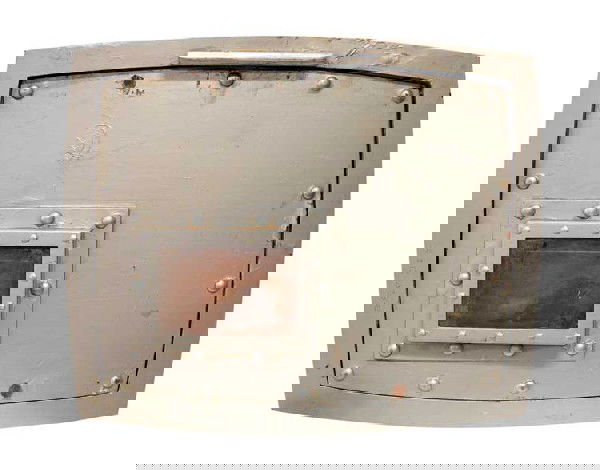 Swan station Hatch door: Swan station Hatch door. The Hatch door to Swan station with the Numbers (4 8 15 16 23 42) stamped on the door frame. Constructed of wood, painted to resemble steel, with a plexiglass window. Measures