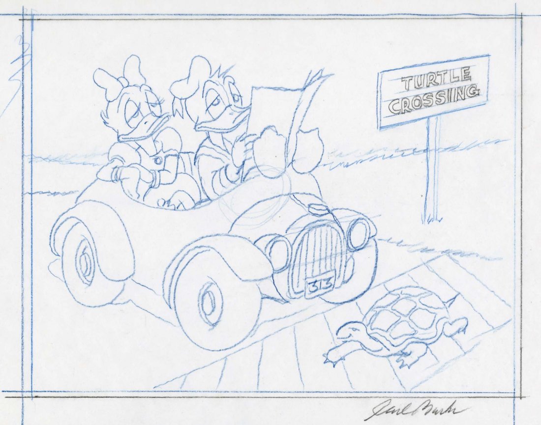 Two Carl Barks signed preliminary pencil sketches - 2