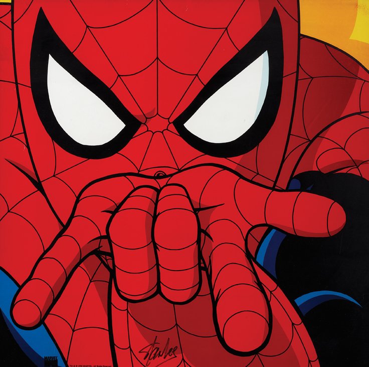 Stan Lee signed Spider-Man art poster.