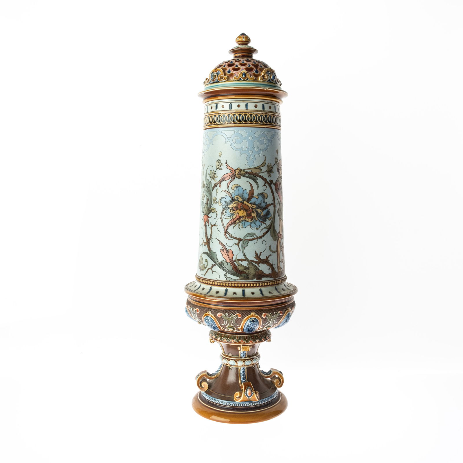 GERMAN METTLACH ENAMEL CERAMIC POTTERY VASE (1 of 7)