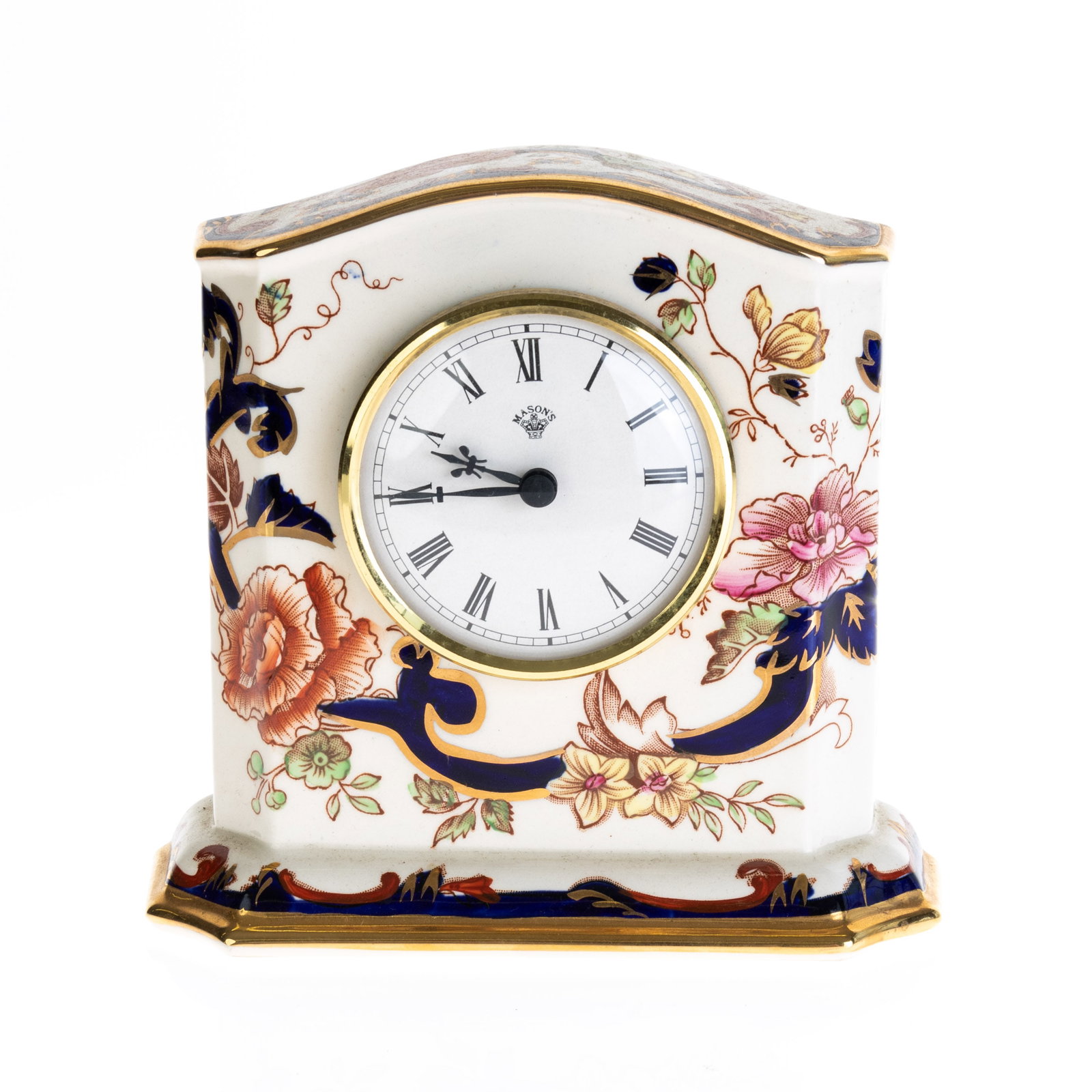 MASON'S IRONSTONE IMARI PALETTE MANTEL CLOCK: 13.5x5x13CM.From a collection of Wedgwood and other selected ceramic/porcelain objects. Kindly examine all photographs provided in this listing or ask for a condition report. All items offered are in 