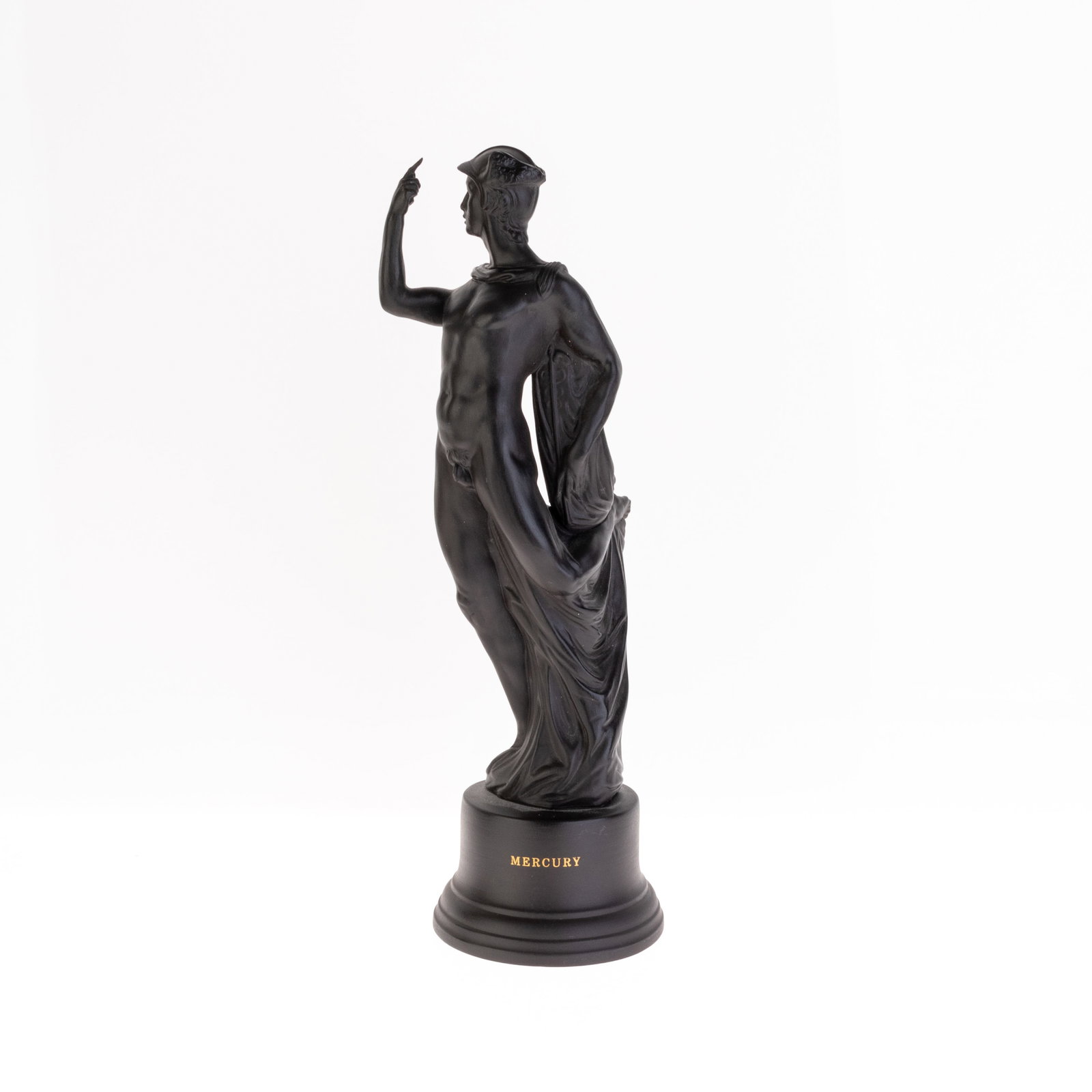 WEDGWOOD BLACK JASPER FIGURE: From a collection of Wedgwood and other selected ceramic/porcelain objects. Kindly examine all photographs provided in this listing or ask for a condition report. All items offered are in generally go