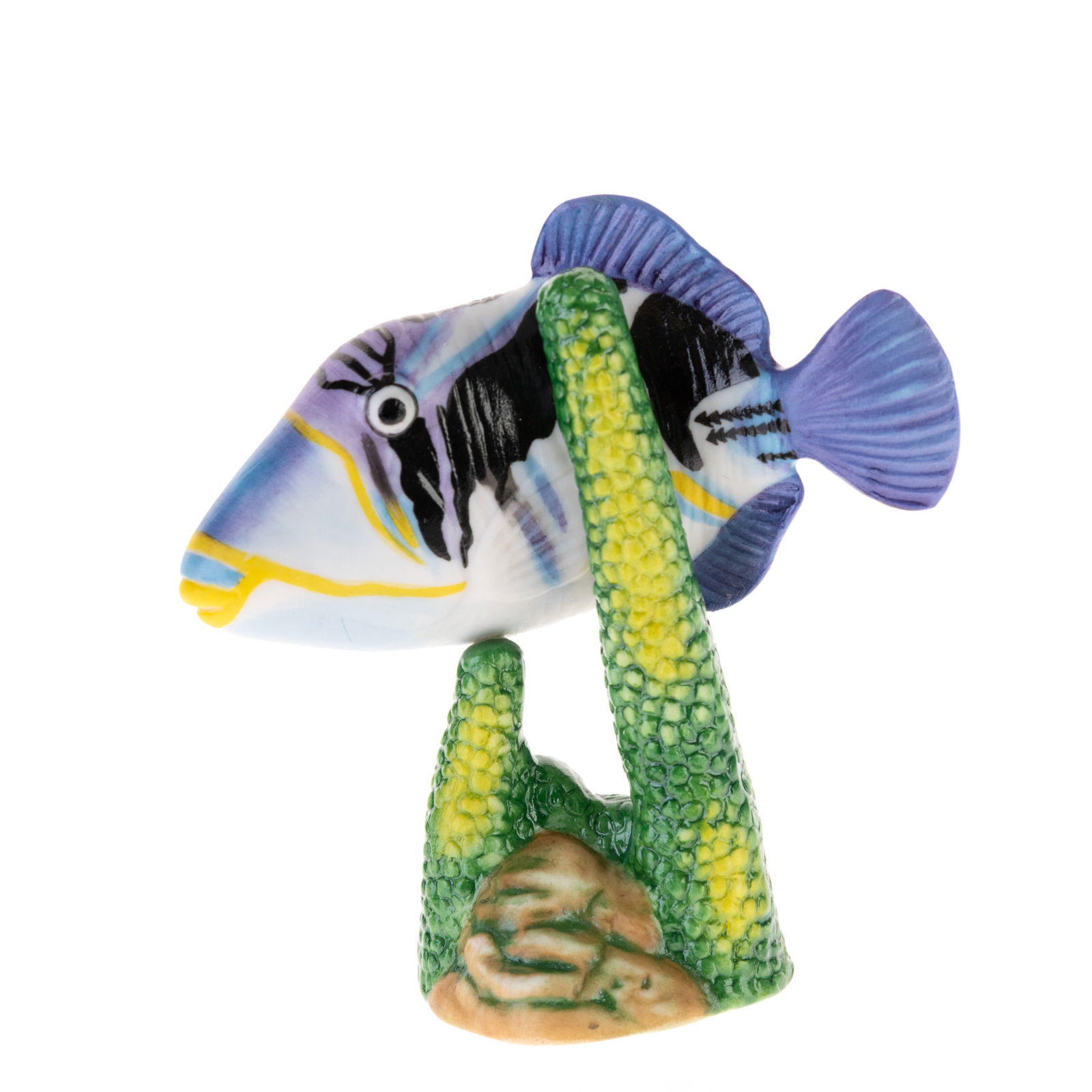 FRANKLIN MINT HAND-PAINTED PORCELAIN EXOTIC FISH FIGURE: From a collection of Wedgwood and other selected ceramic/porcelain objects. Kindly examine all photographs provided in this listing or ask for a condition report. All items offered are in generally go