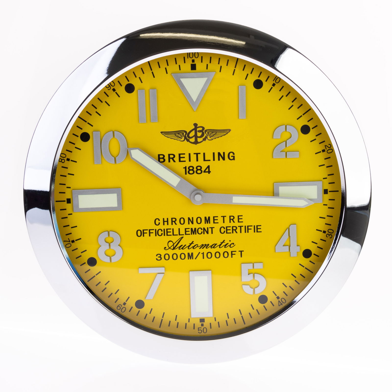 BREITLING ADVERTISING OFFICIAL DEALERSHIP CLOCK: (HEIGHT) 35CM.From a collection of Wedgwood and other selected ceramic/porcelain objects. Kindly examine all photographs provided in this listing or ask for a condition report. All items offered are i