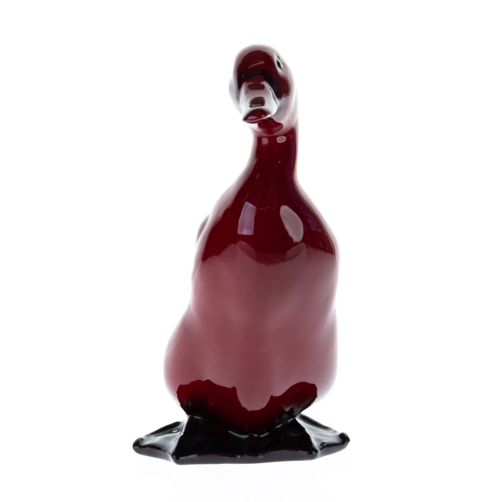 ROYAL DOULTON FLAMBE PORCELAIN DUCK FIGURE: 19x9x16CM.From a collection of Wedgwood and other selected ceramic/porcelain objects. Kindly examine all photographs provided in this listing or ask for a condition report. All items offered are in ge