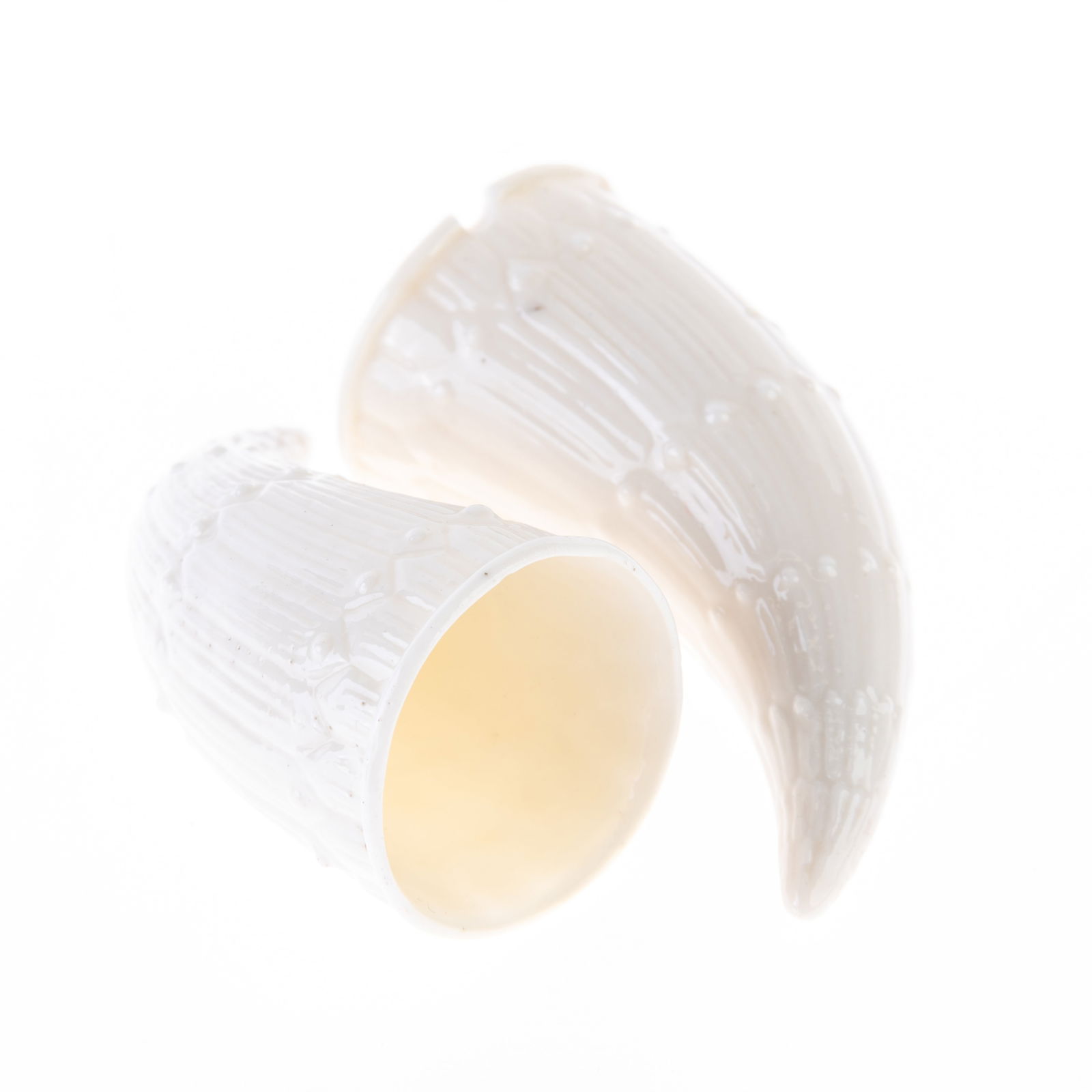 PAIR OF BELLEEK PORCELAIN CORNUCOPIAS (1 of 2)