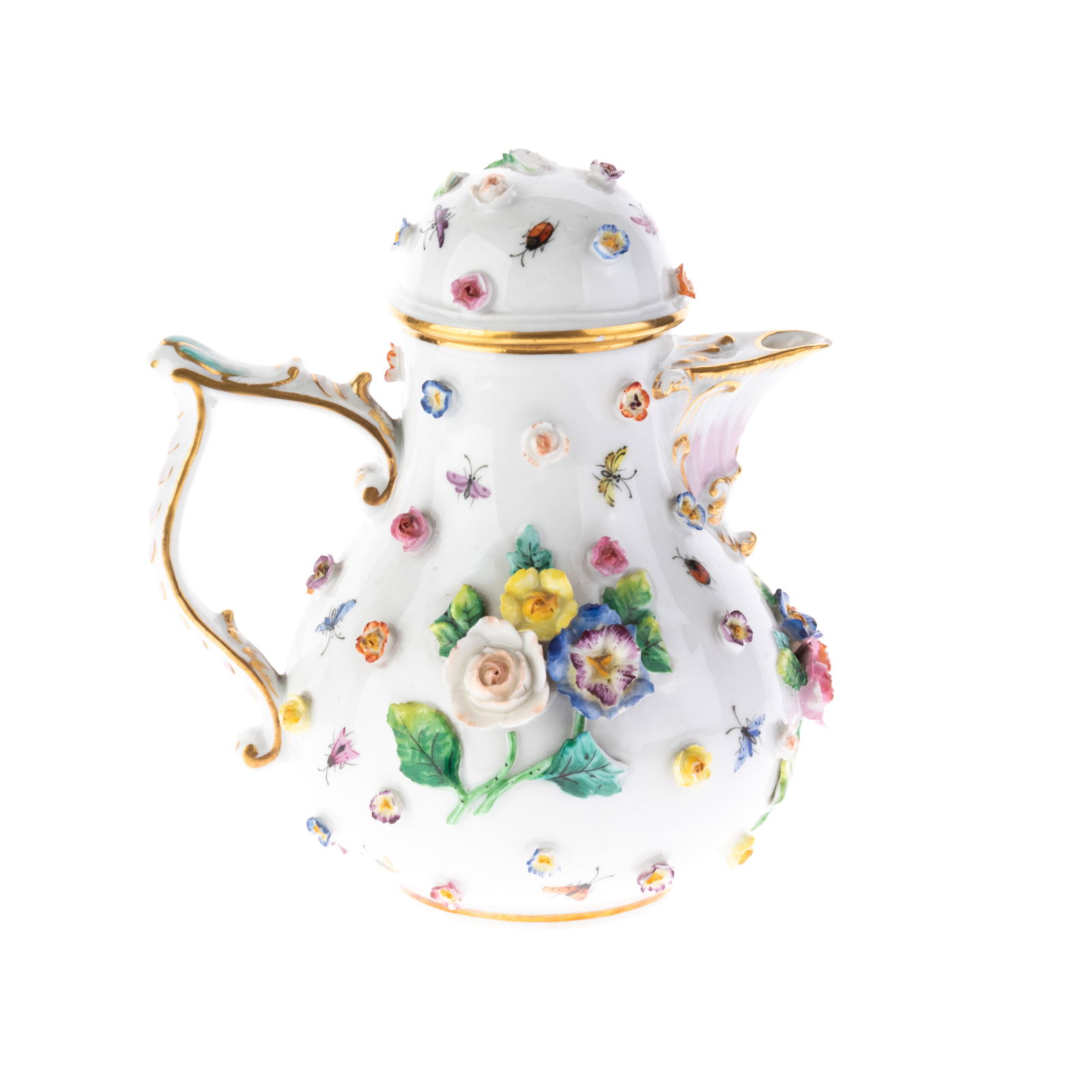 MEISSEN FLORAL INSECT LIDDED JUG (1 of 2)
