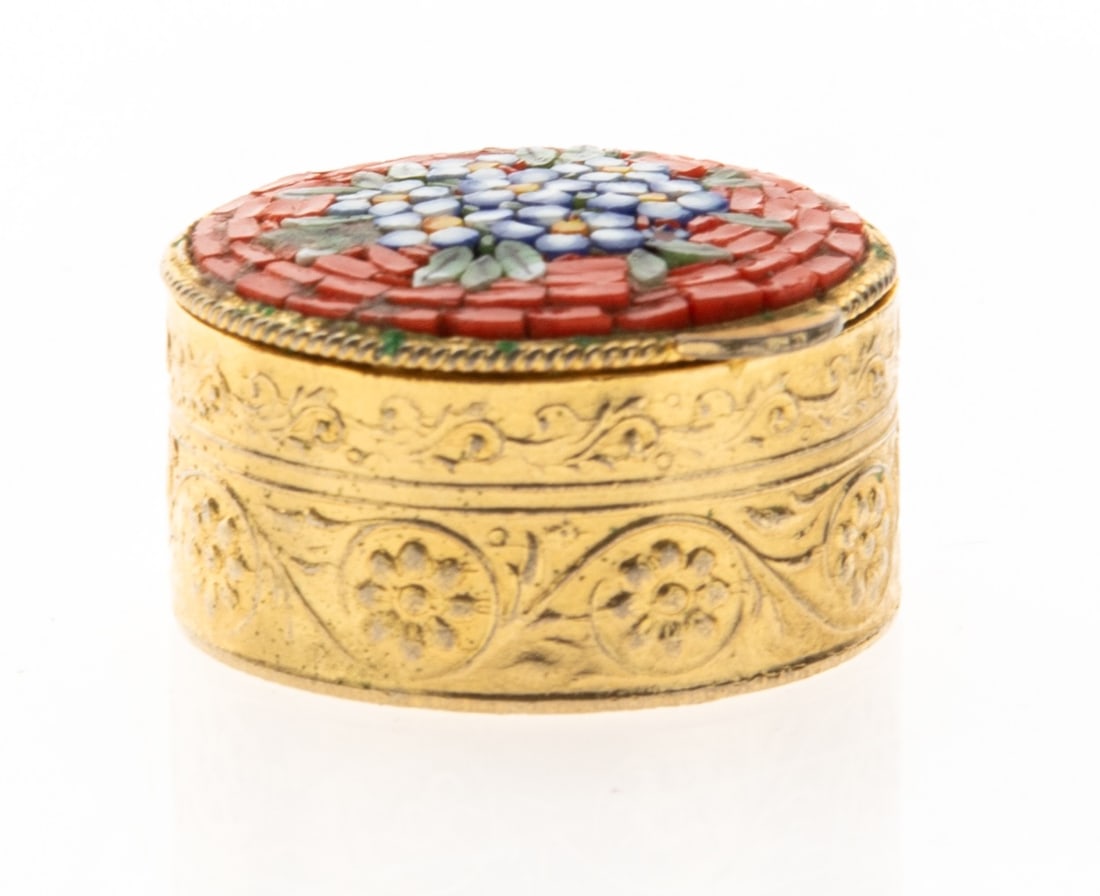 ANTIQUE ITALIAN MURANO MICROMOSAIC GLASS PILL BOX (1 of 2)