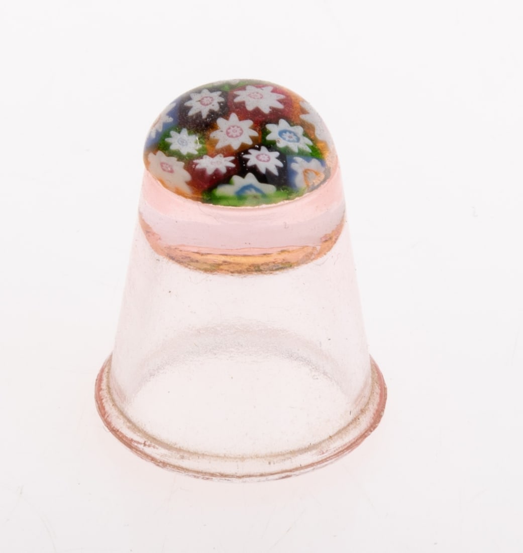 ANTIQUE VENETIAN MILLEFIORI GLASS THIMBLE: From a collection of Wedgwood and other selected ceramic/porcelain objects. Kindly examine all photographs provided in this listing or ask for a condition report. All items offered are in generally go