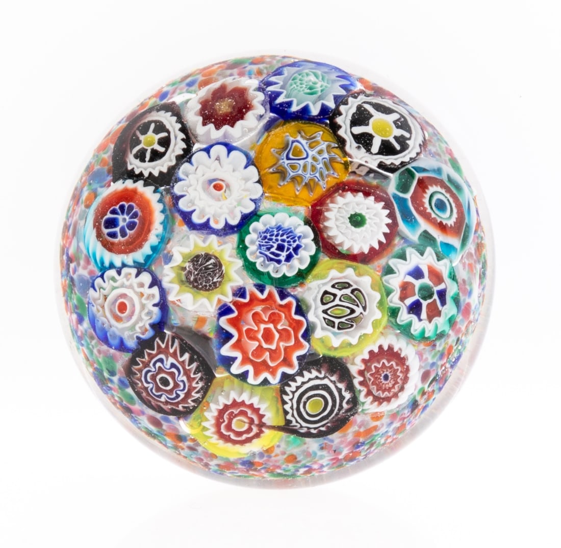 MURANO MILLEFIORI GLASS PAPERWEIGHT (1 of 2)