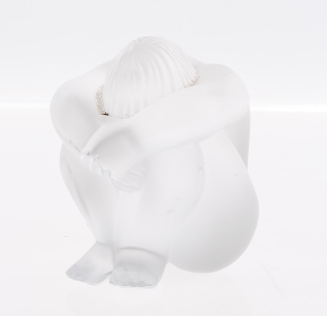 LALIQUE FROSTED GLASS NUDE FIGURE: From a collection of Wedgwood and other selected ceramic/porcelain objects. Kindly examine all photographs provided in this listing or ask for a condition report. All items offered are in generally go