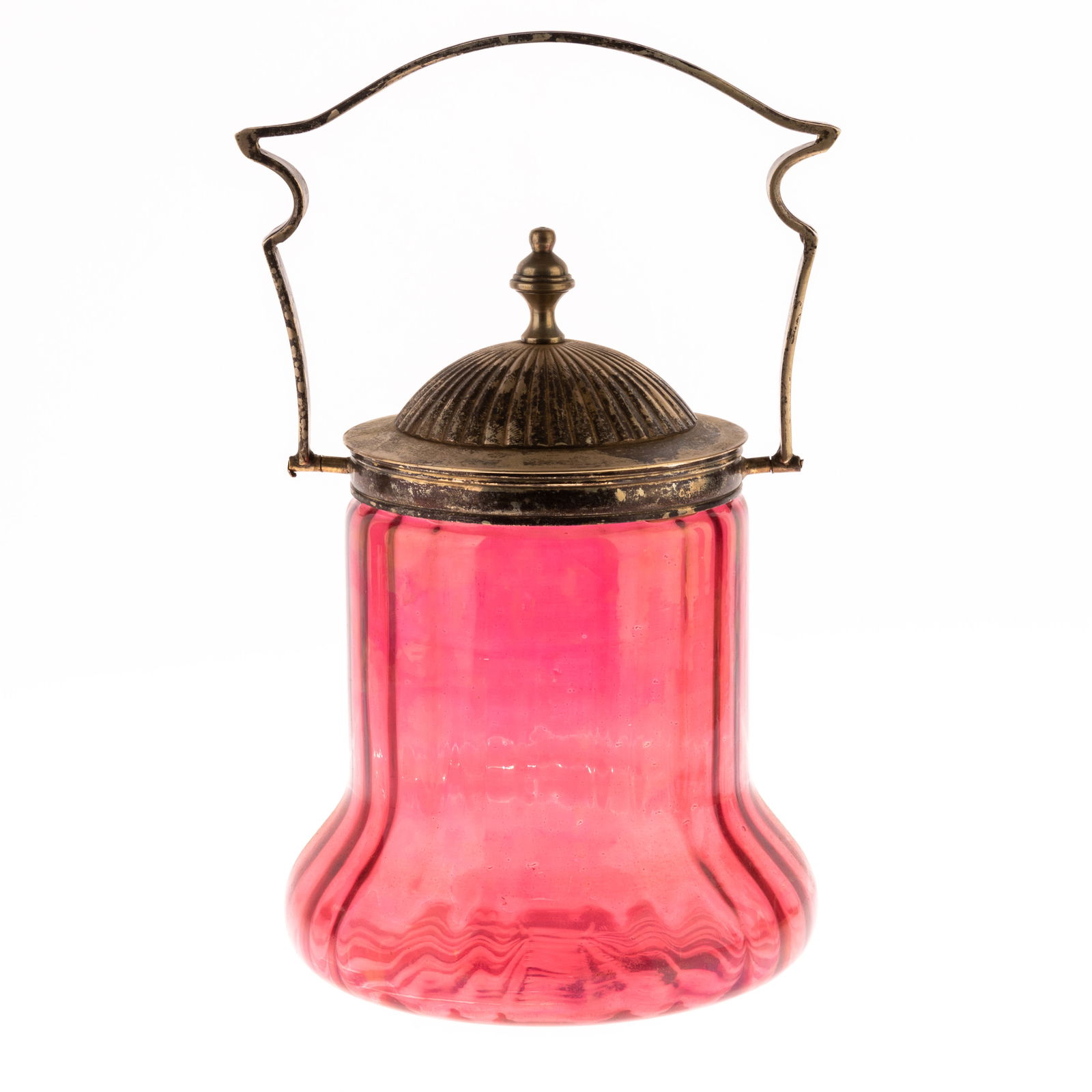 VICTORIAN CRANBERRY GLASS BISCUIT JAR 19TH CENTURY (1 of 3)