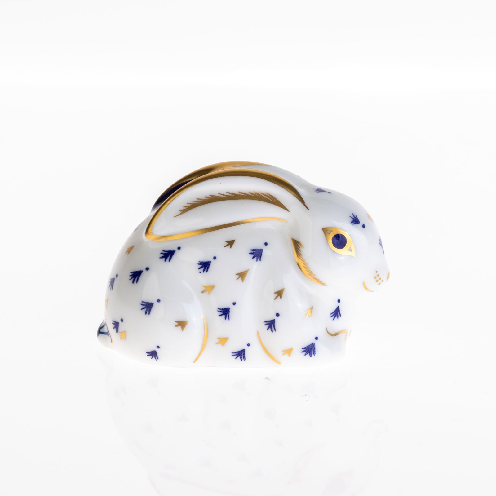 CROWN DERBY GILT PORCELAIN ANIMAL PAPERWEIGHT: 7x4x4x.5CM.From a collection of Wedgwood and other selected ceramic/porcelain objects. Kindly examine all photographs provided in this listing or ask for a condition report. All items offered are in g