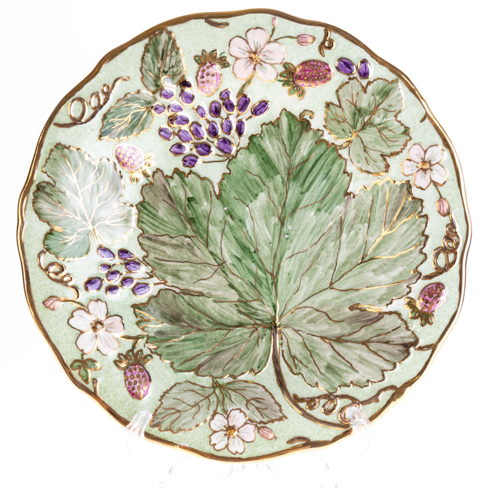 ANTIQUE WEDGWOOD ETRURIA GLAZED MAJOLICA PLATE (1 of 5)