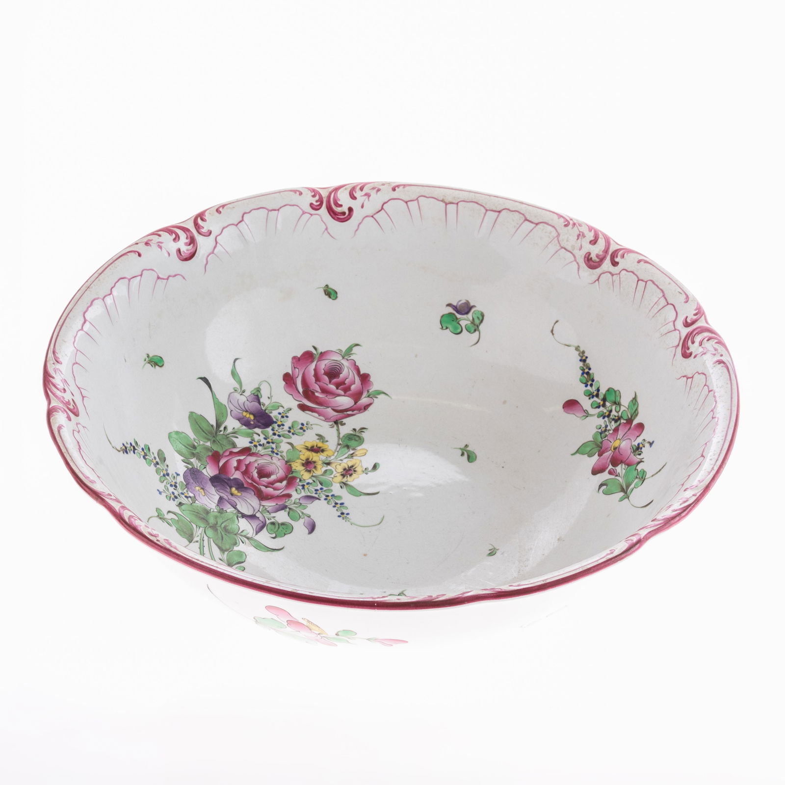 LARGE 19TH CENTURY POLYCHROME FAIENCE BOWL (1 of 2)