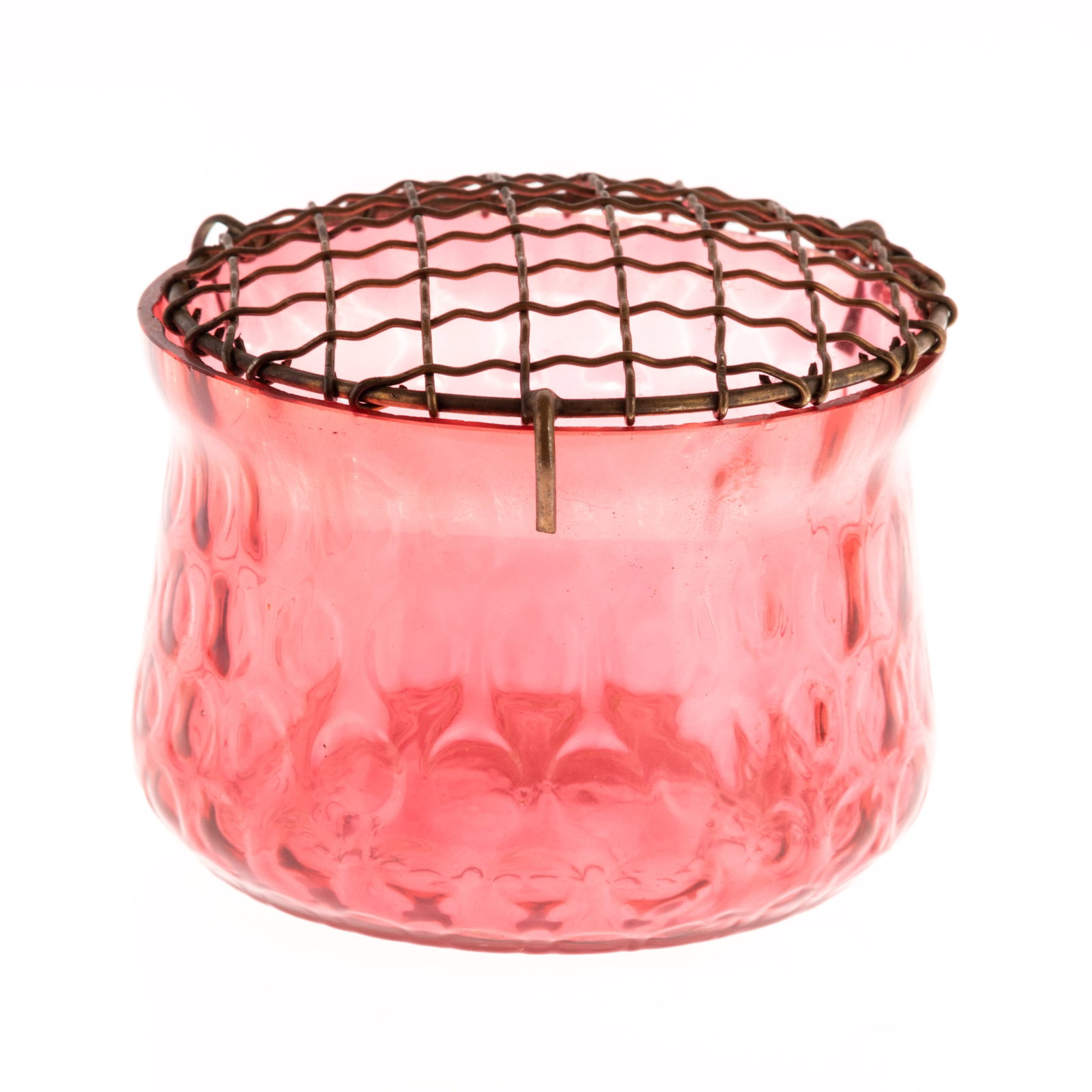 VICTORIAN CRANBERRY GLASS FLOWER ARRANGER 19TH CENTURY: From a collection of Wedgwood and other selected ceramic/porcelain objects. Kindly examine all photographs provided in this listing or ask for a condition report. All items offered are in generally go