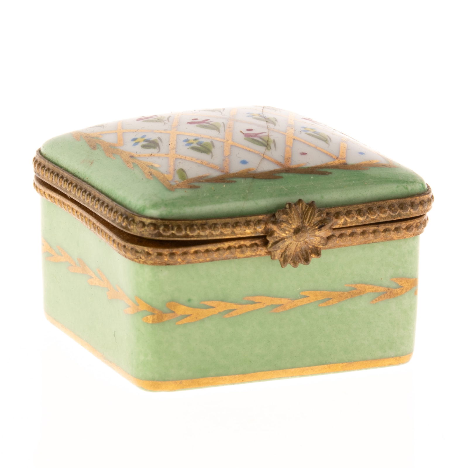 LIMOGES FRENCH HAND-PAINTED PORCELAIN CERAMIC PILL BOX (1 of 5)