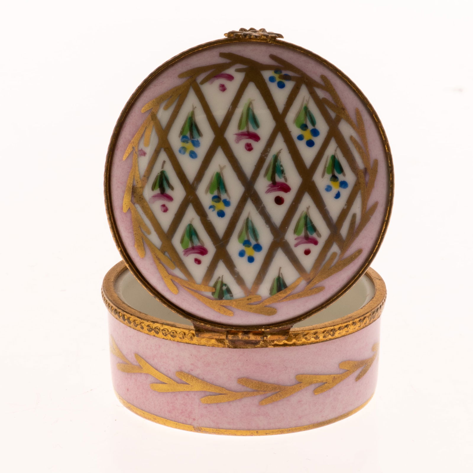 LIMOGES FRENCH HAND-PAINTED PORCELAIN CERAMIC PILL BOX (1 of 4)