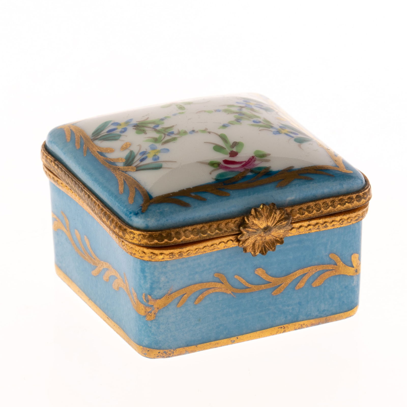 LIMOGES FRENCH HAND-PAINTED PORCELAIN CERAMIC PILL BOX (1 of 4)