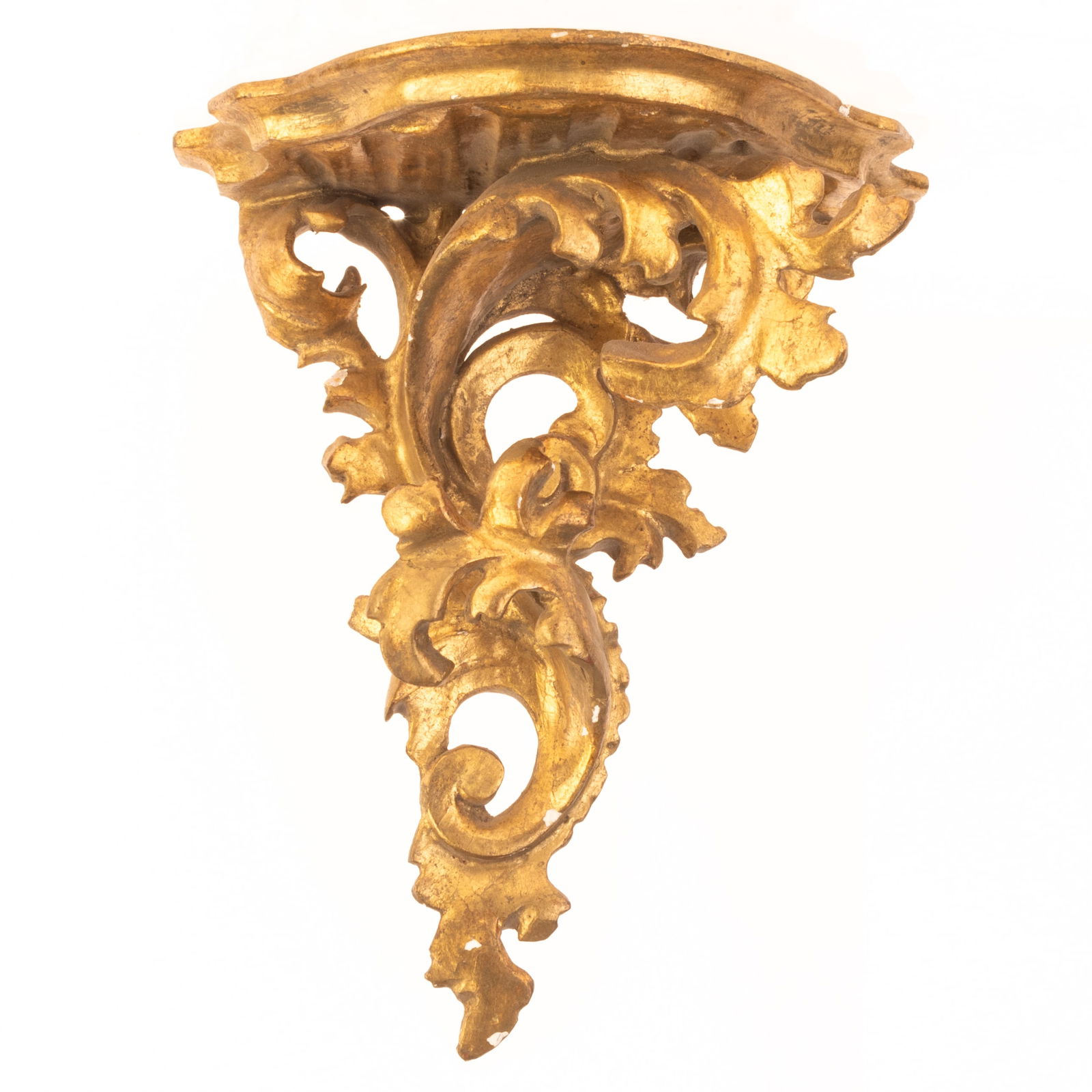 FRENCH CARVED GILTWOOD SCALLOPED WALL BRACKET (1 of 5)