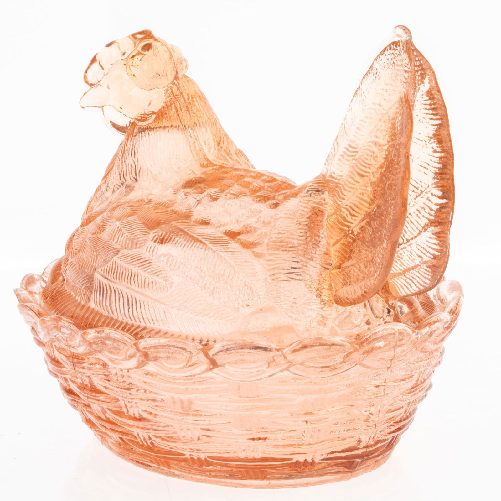ANTIQUE PINK PRESSED INDIANA GLASS HEN ON NEST BOX (1 of 4)