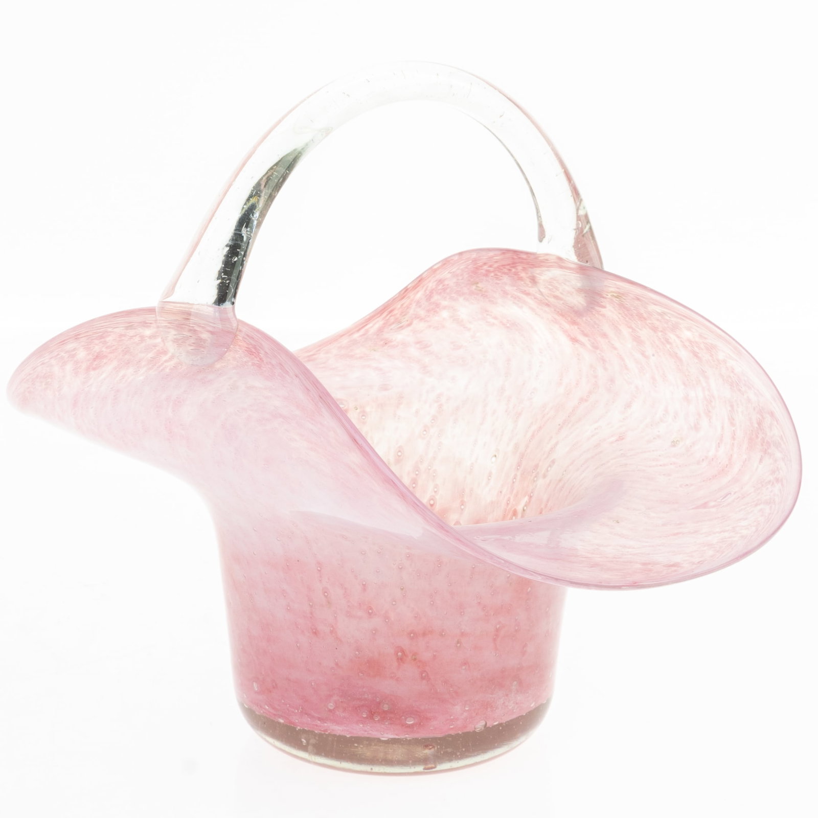 STRATHEARN MOTTLED GLASS BASKET: From a collection of Wedgwood and other selected ceramic/porcelain objects. Kindly examine all photographs provided in this listing or ask for a condition report. All items offered are in generally go