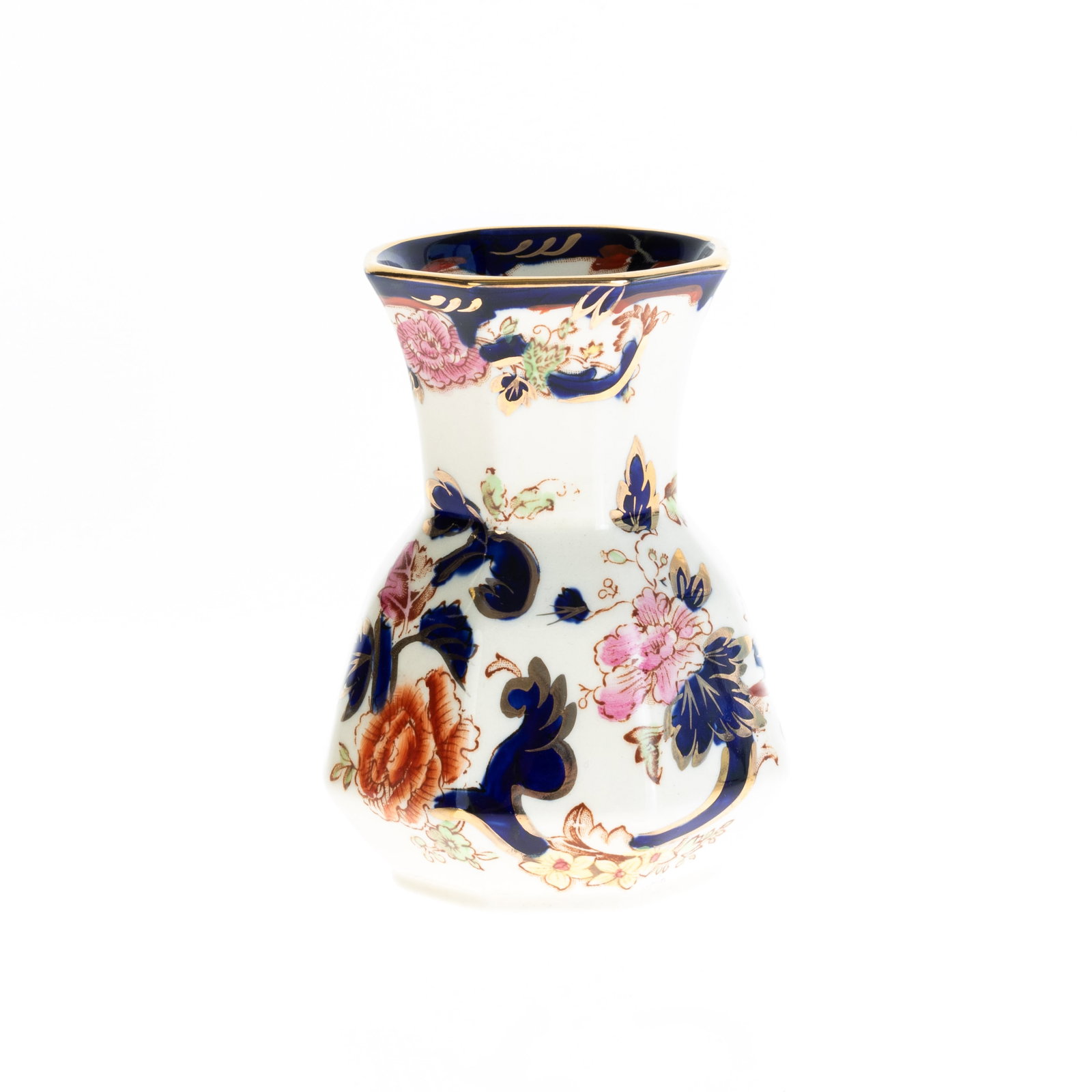 MASON'S IRONSTONE IMARI PALETTE VASE: 9x9x11.5CM.From a collection of Wedgwood and other selected ceramic/porcelain objects. Kindly examine all photographs provided in this listing or ask for a condition report. All items offered are in g