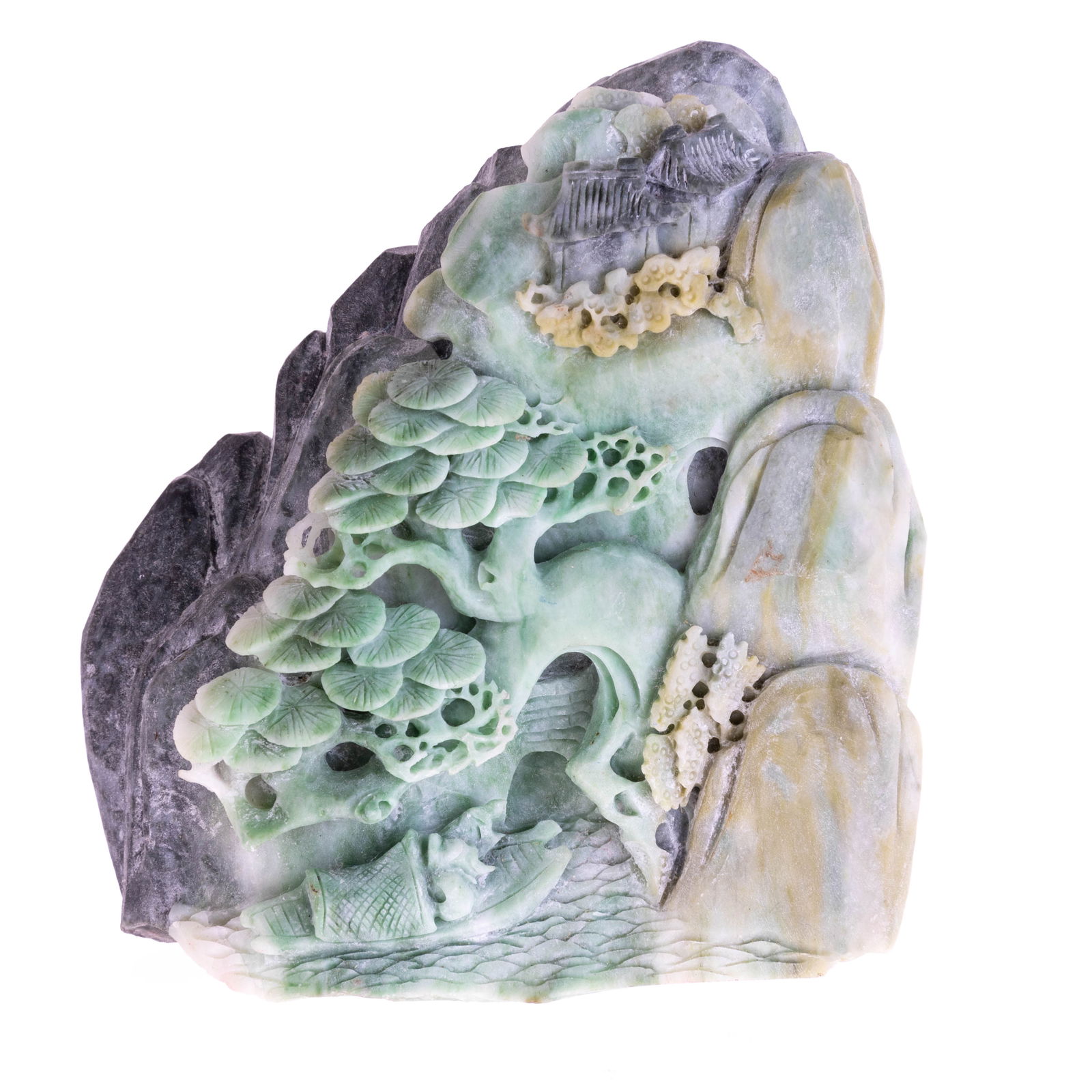 CHINESE CARVED SOAPSTONE MOUNTAIN SCULPTURE (1 of 5)