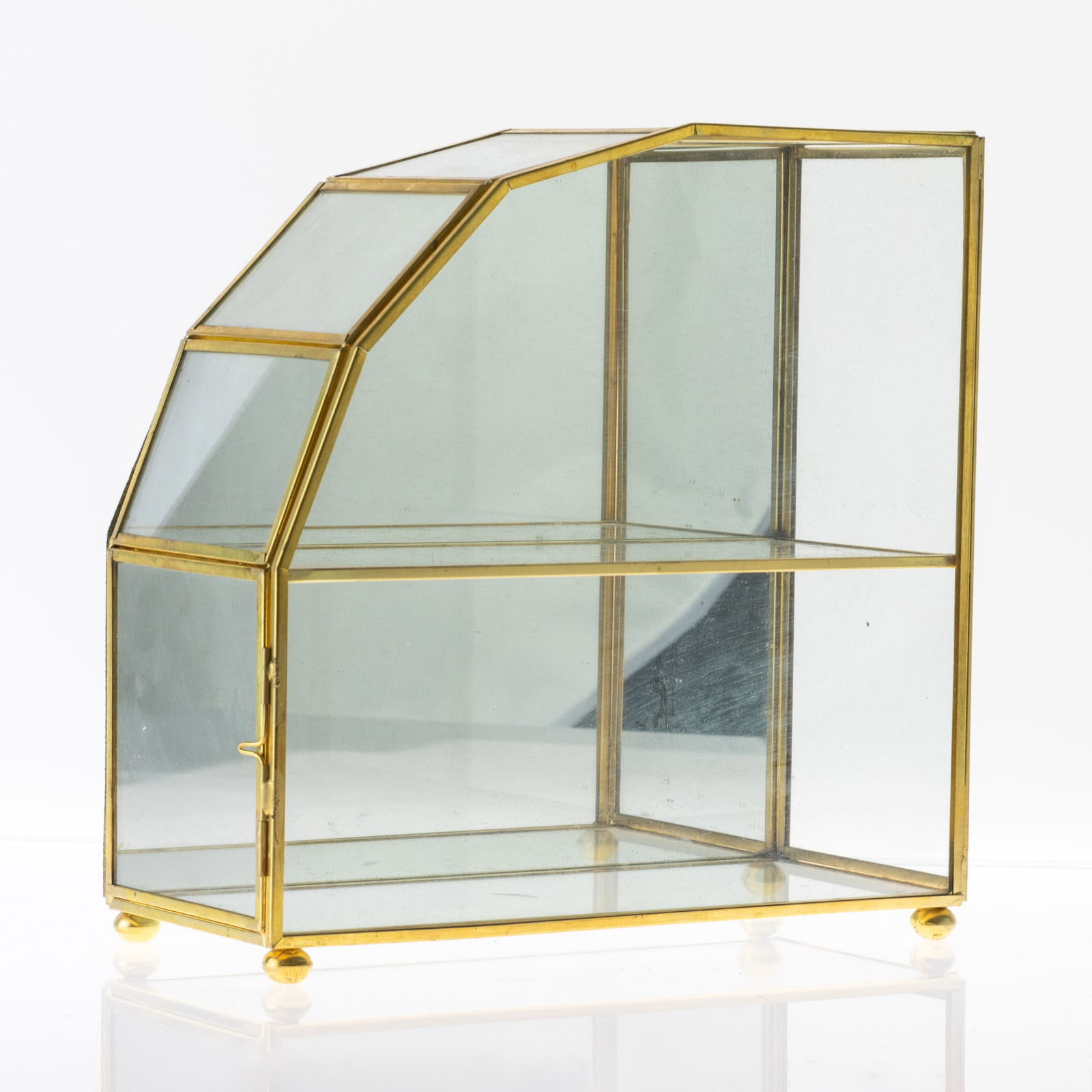 JEWELLERY GLASS BRASS DISPLAY CASE (1 of 2)