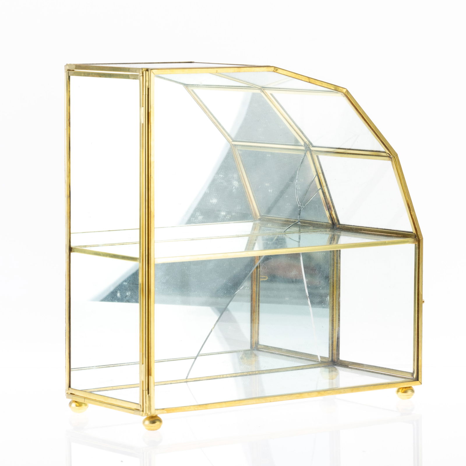 JEWELLERY GLASS BRASS DISPLAY CASE (1 of 2)