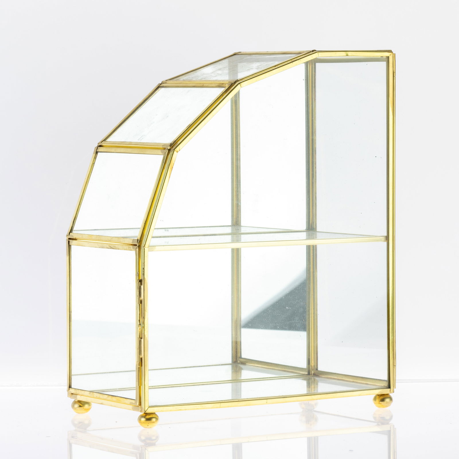 JEWELLERY GLASS BRASS DISPLAY CASE (1 of 2)