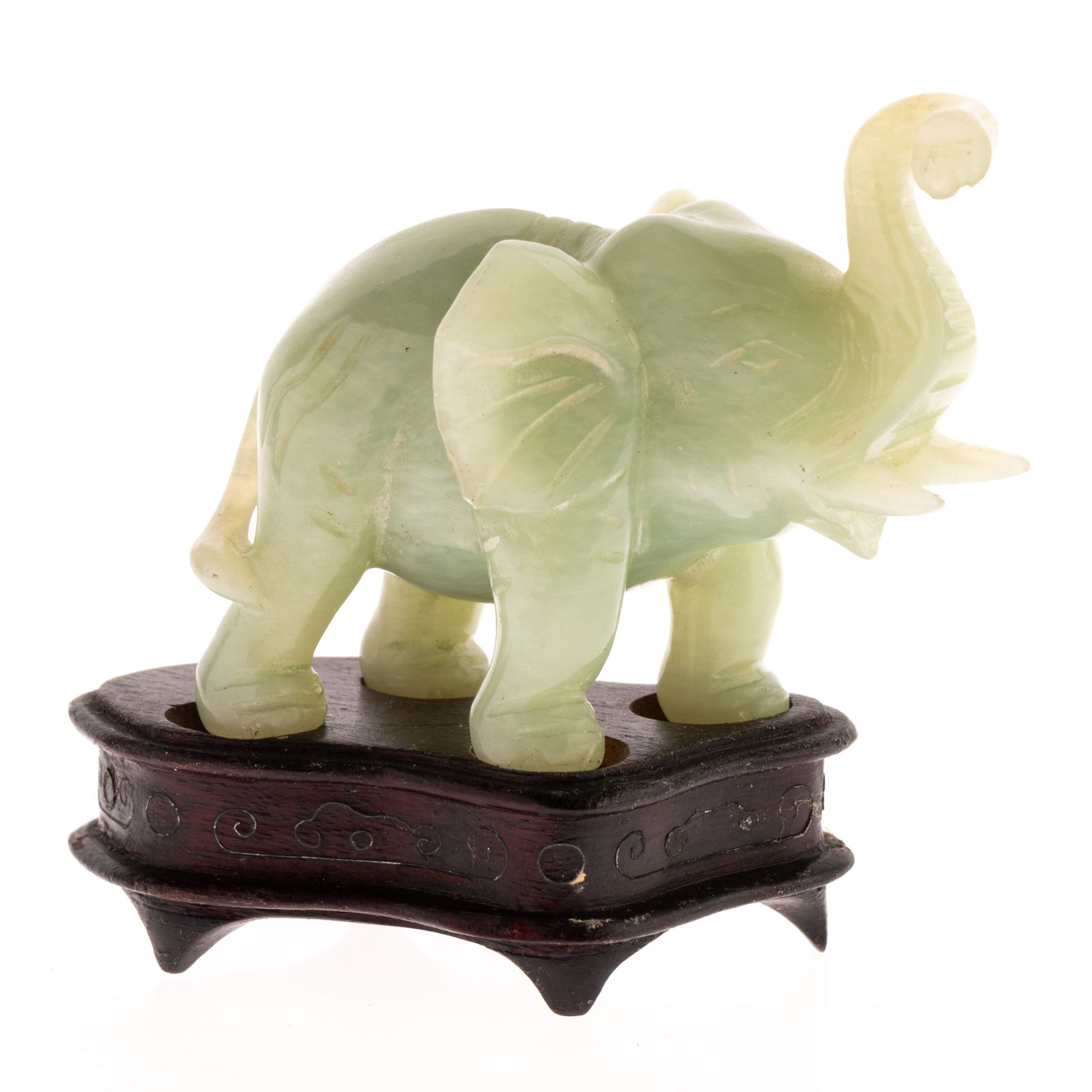 CHINESE JADE ELEPHANT FIGURE ON STAND (1 of 3)