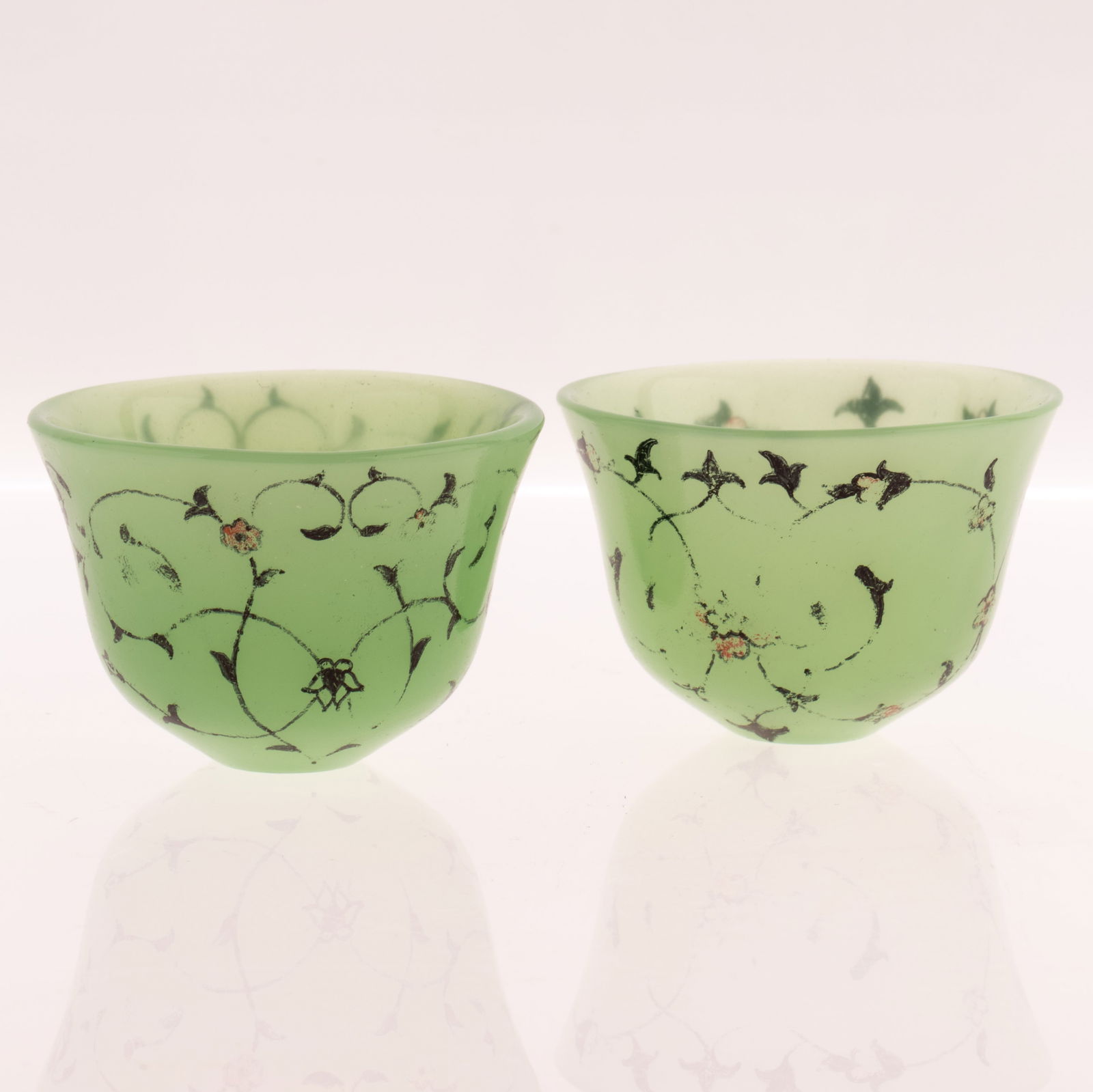 PAIR OF ANTIQUE MIDDLE EASTERN ISLAMIC JADE BOWLS 19TH CENTURY (1 of 3)