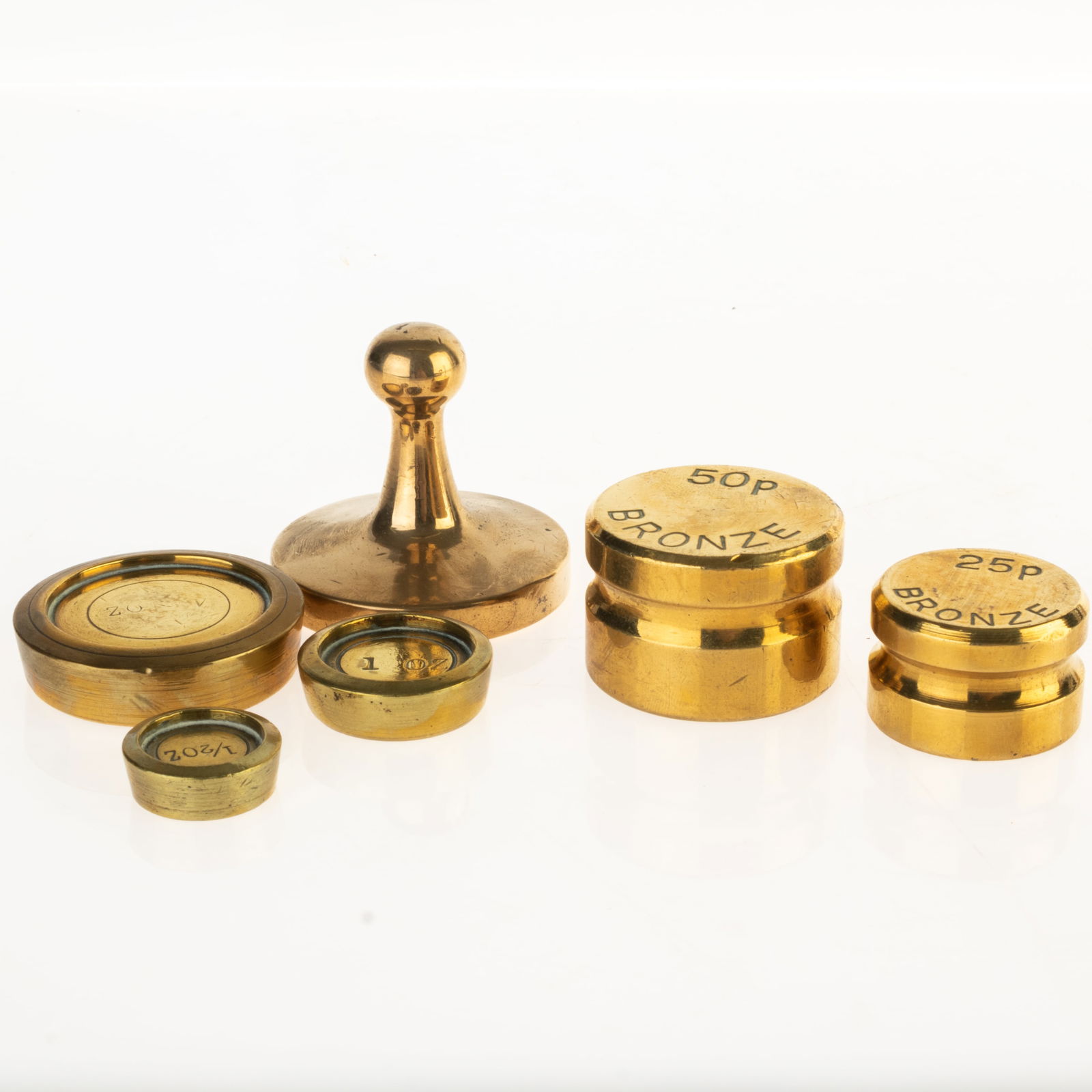 ANTIQUE BRASS SCALE WEIGHTS (1 of 3)