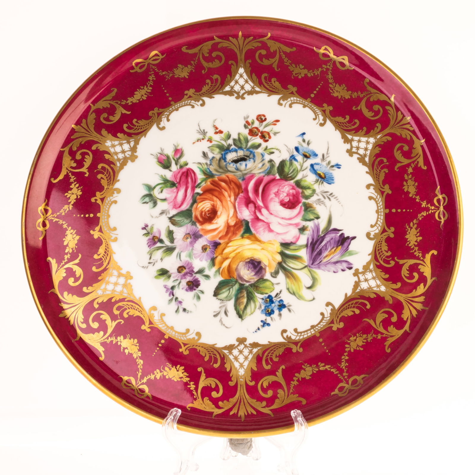 FRENCH LIMOGES GILT PORCELAIN HAND-PAINTED FLORAL PLATTER (1 of 4)